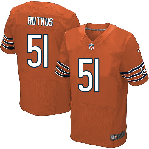 Men's Elite Dick Butkus Nike Jersey Orange Alternate - #51 NFL Chicago Bears